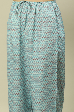 Aqua Blue Viscose Straight Printed Kurta Palazzo Suit Set image number 2