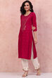 Fuchsia LIVA Straight Kurta image number 3