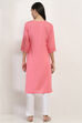 Coral Viscose Blend Straight Kurta image number 3