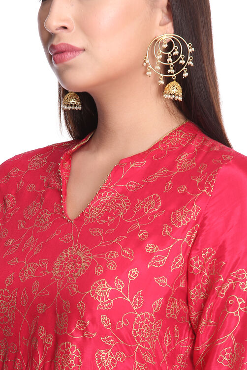 Pink Viscose A Line Kurta image number 1