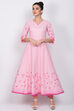 Pink Cotton Kalidar Kurta image number 0