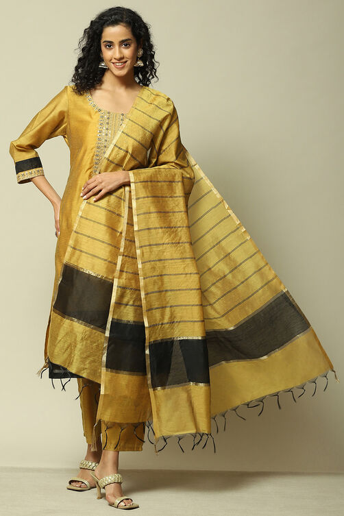 Yellow Viscose Straight Printed Kurta Palazzo Suit Set image number 0