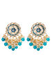 Dark Blue Metal Brass Earrings image number 2