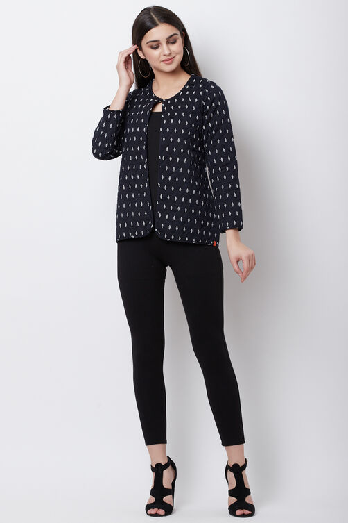 Black Cotton And Flex Straight Jacket image number 4