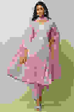 Lavender Printed  Kurta & Pants Suit Set image number 7