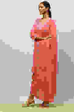 Pink Cotton Lurex A-Line Printed Kurta Salwar Suit Set image number 3