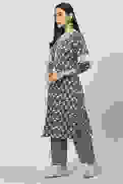 Olive Green Rayon Straight Printed Kurta Palazzo Suit Set image number 3