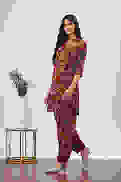 Red Rayon Viscose Rayon Kurta Pants Set image number 3