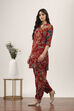 Red Rayon Viscose Rayon Kurta Pants Set image number 3