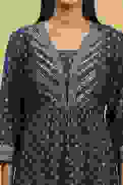 Blue Viscose Blend Printed Gathered Kurta image number 1