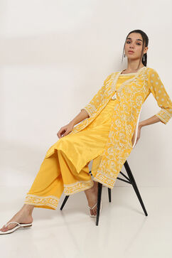 Mustard Polyester Palazzos image number 0