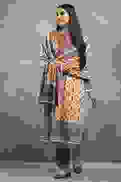 Beige Polyester Printed Straight Suit Set image number 0