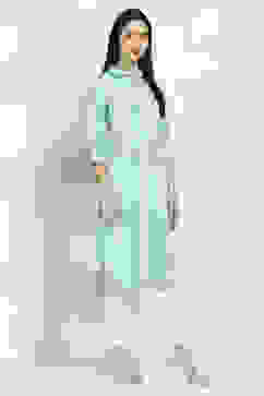 Teal Modal Blend Striped Straight Kurta image number 4