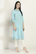Teal Modal Blend Straight Kurta image number 4