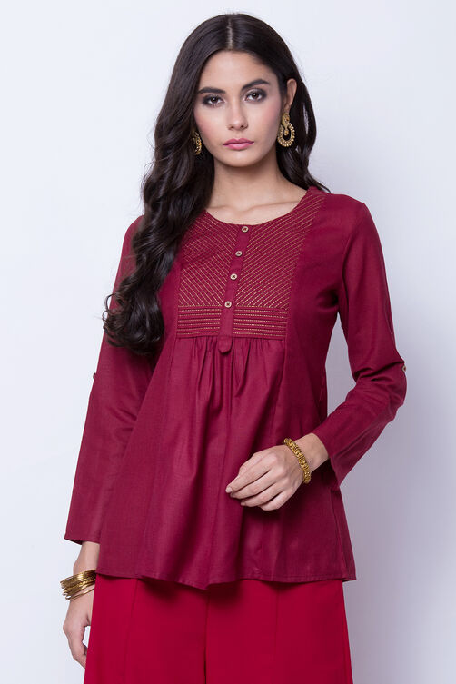 Navy Blue Polyester Matka Top image number 0