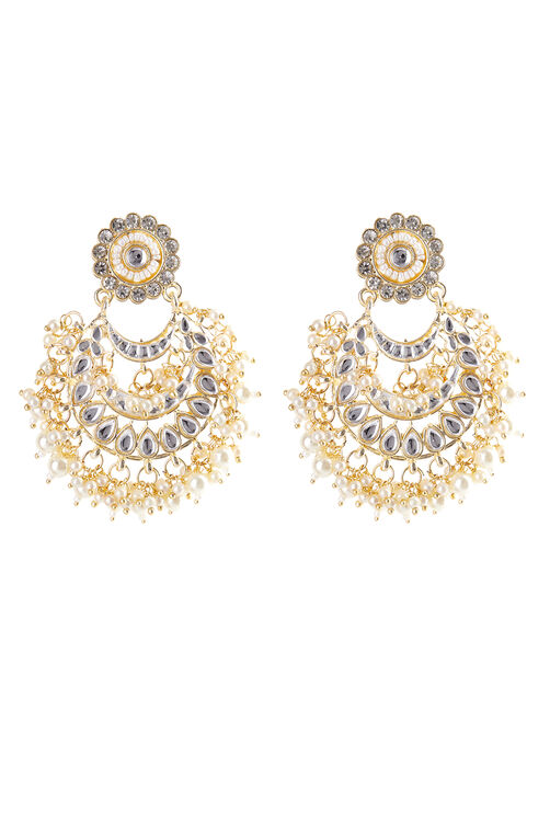 Gold Metal Brass Earrings image number 2