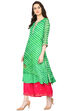 Green A-Line Polyester Kurta image number 3