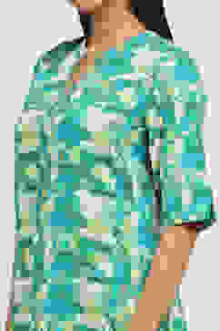 Teal Printed Straight Kurta image number 1