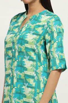 Teal Viscose Rayon Straight Kurta image number 1