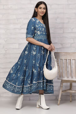 Indigo LIVA Tiered Dress image number 5