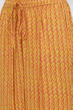 Yellow LIVA Straight  Kurta Pants Set image number 2