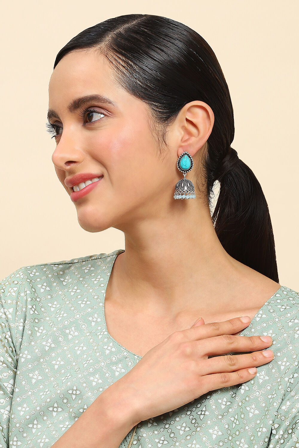 Turquoise Alloy Drop & danglers image number 3