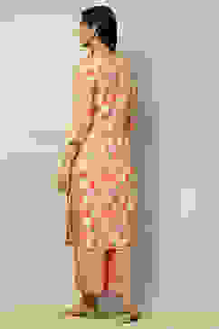 Coral Floral Printed Straight Kurta Palazzo Set image number 4