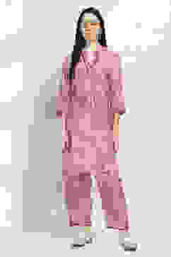 Pink Printed Straight Co-ord Set image number 6