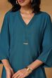 Teal Viscose Blend Straight Solid Kurta image number 1