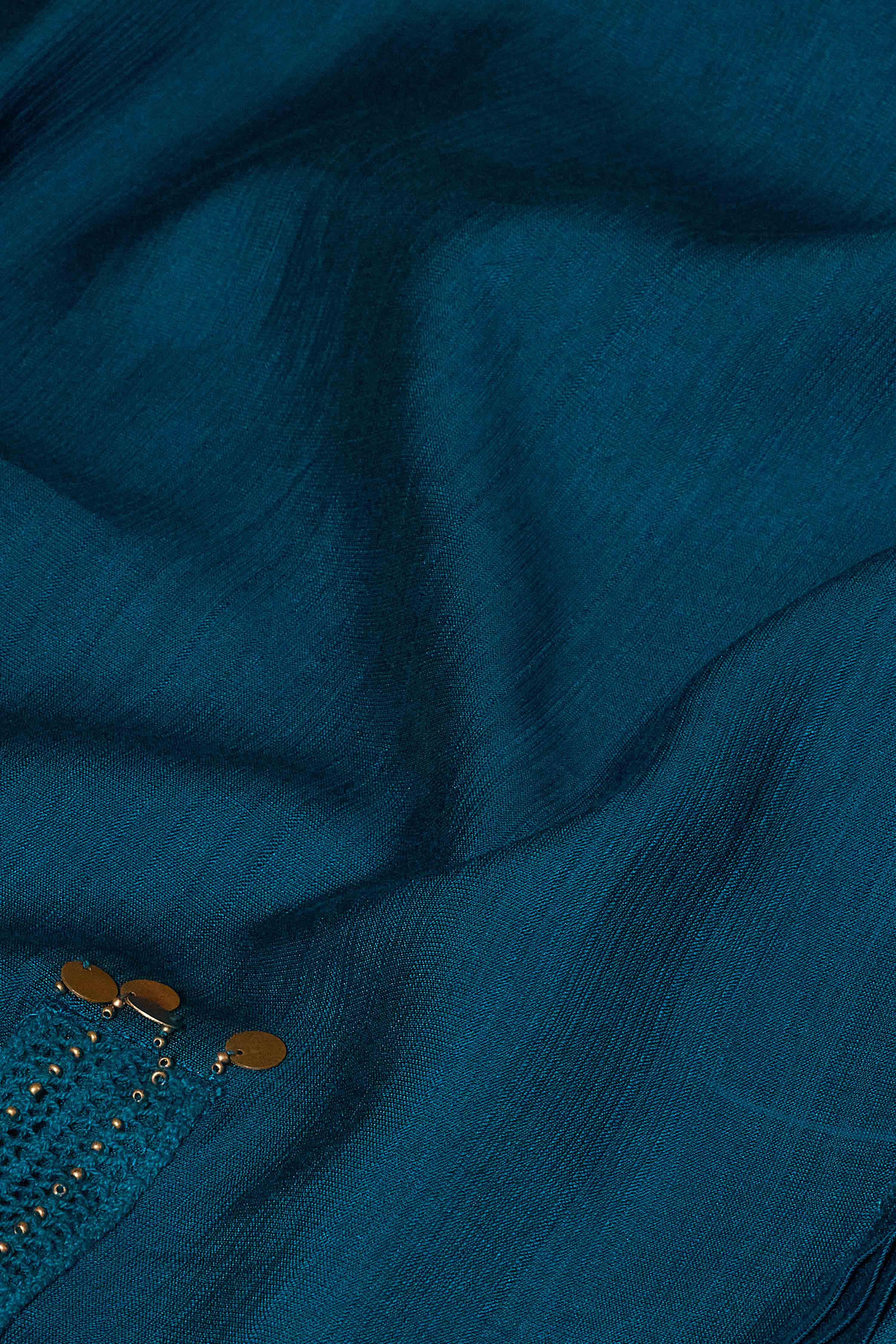 Teal Viscose Blend Straight Solid Kurta image number 7