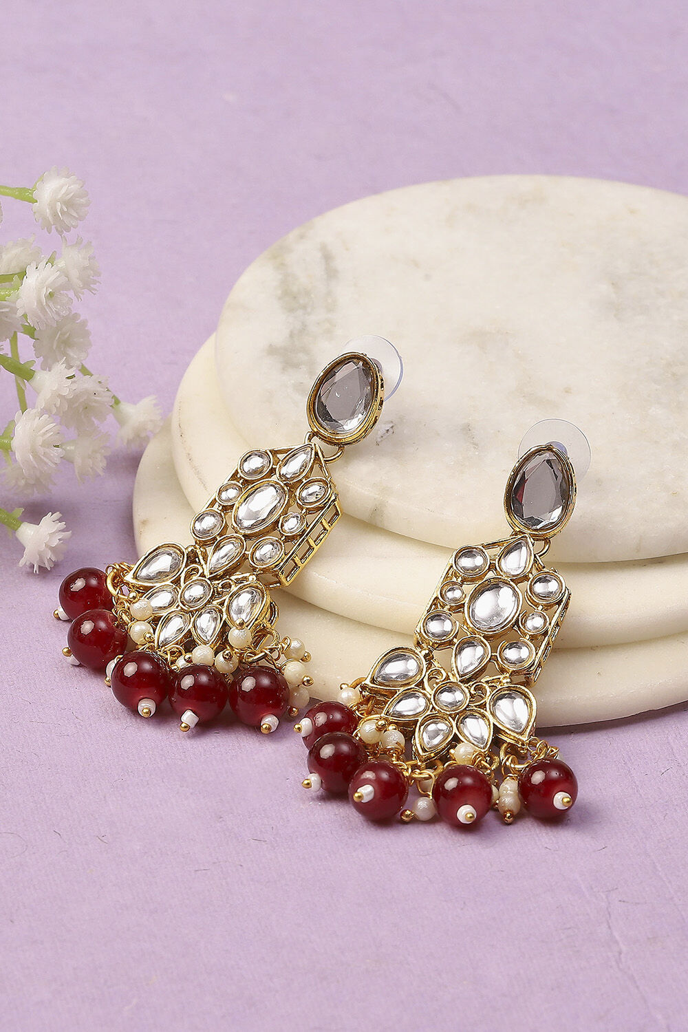 Red Oxidised Alloy Earrings image number 0