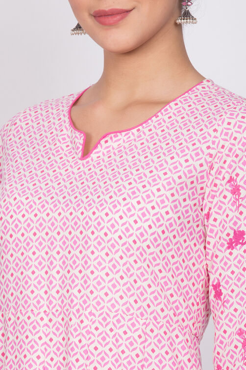 Pink Cotton Kalidar Kurta image number 1