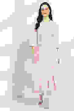 Pink Printed Kalidar Kurta image number 5