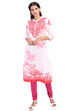 Off White & Blue Cotton Straight Kurta image number 4