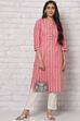 Peach Poly Cotton Straight Kurta image number 5