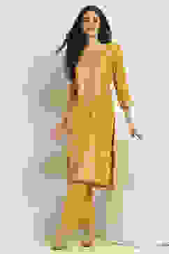 Yellow Viscose Rayon Printed Straight Kurta Pants Set image number 0