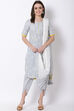 Grey and White Cotton Dupatta image number 1