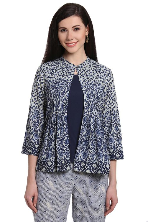 Indigo Rayon Front Open Indie Top image number 0