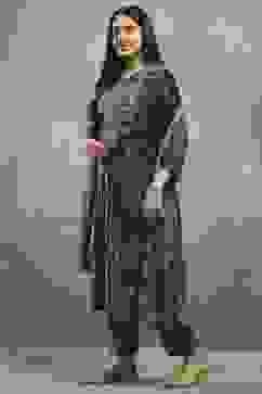 Green Polyester Printed Straight Suit Set image number 3