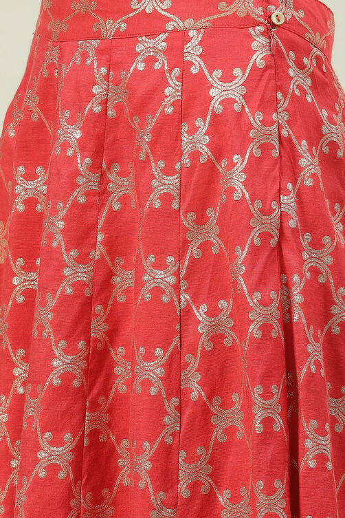 Red Art Silk Skirt Set image number 2