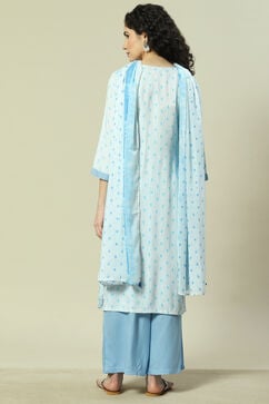 Light Blue LIVA Woven Straight Kurta Suit Set image number 4