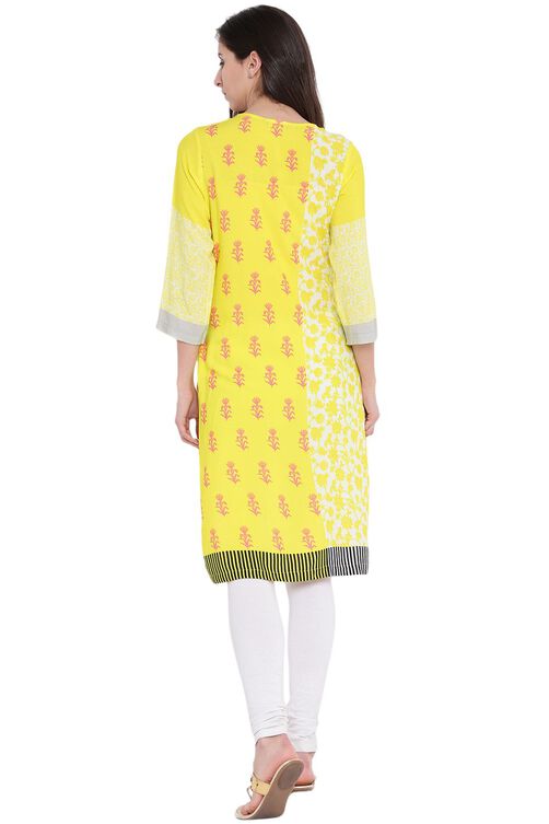 Lime Green Viscose Straight Kurta image number 4