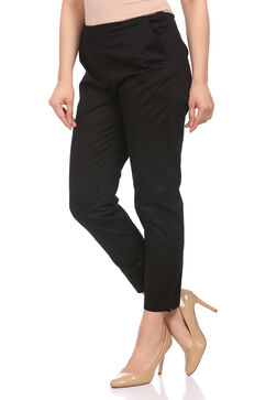 Black Art Silk Slim Pants image number 3