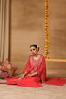 Red Viscose Blend Straight Solid Suit Set image number 0