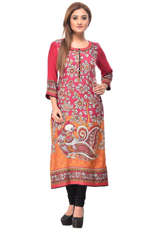 Maroon Straight Cotton Kurta image number 0