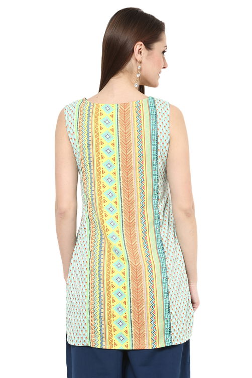 Teal Blue Straight Cotton Indie Top image number 4
