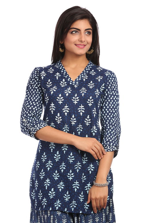 Indigo Straight Cotton Indie Top image number 0