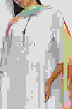 White Cotton Straight Suit Set image number 1