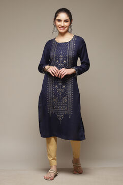 Indigo Acrylic Straight Kurta image number 1