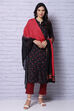 Black And Red Cotton Dupatta image number 2